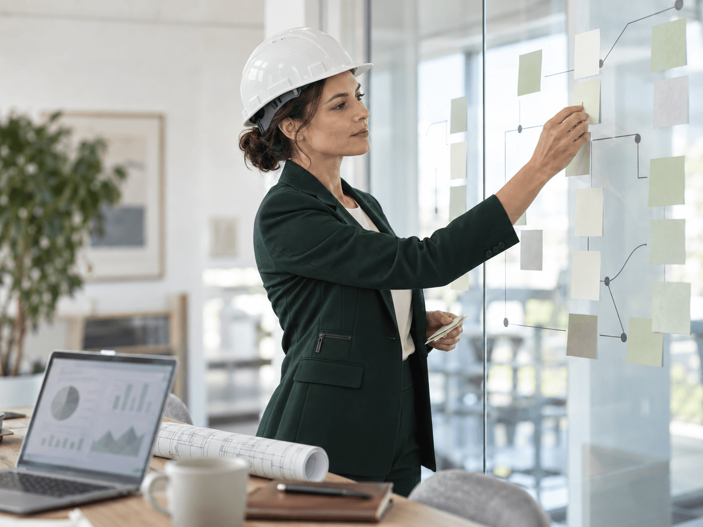 Revilo consultant mapping a client strategy on a glass wall